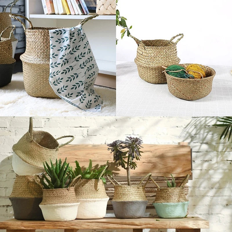 Foldable Woven Baskets with Handles