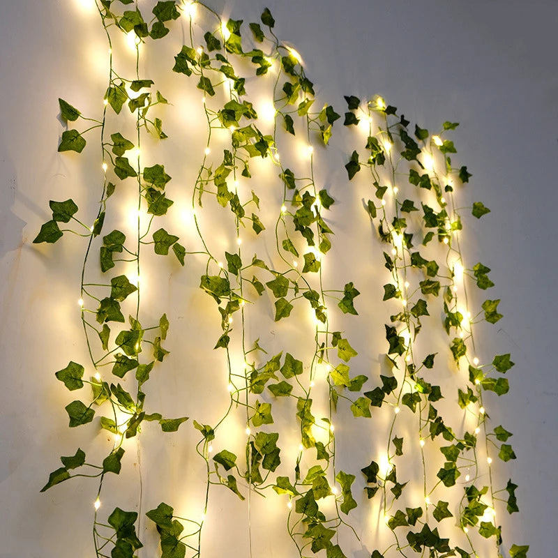 Silk Leaf Ivy Vine with 3m LED Lights – Perfect for Home, Wedding, or Party Decor!