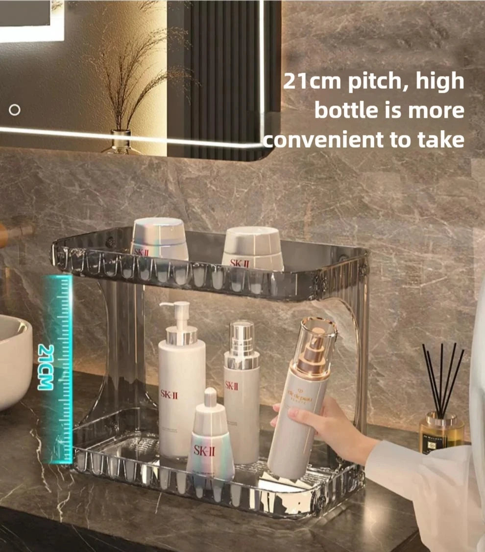 Double-Layer Bathroom Organizer – Stylish, Space-Saving & Multi-Purpose Storage