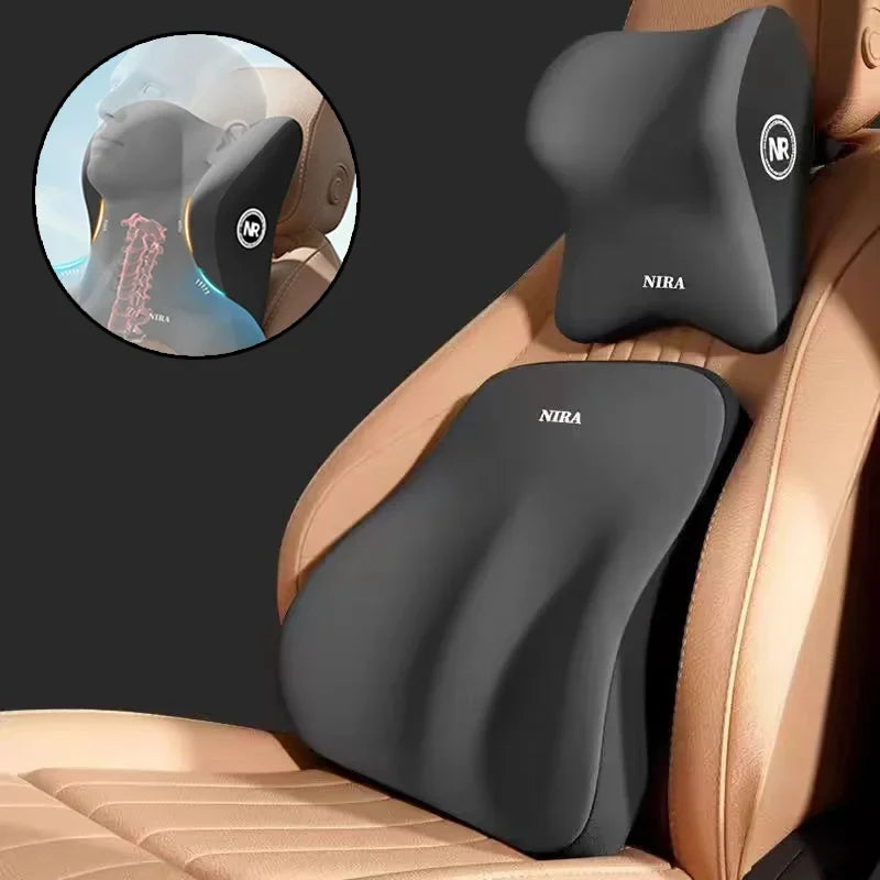 Memory Foam Car Pillow – Headrest & Lumbar Support for Ultimate Comfort