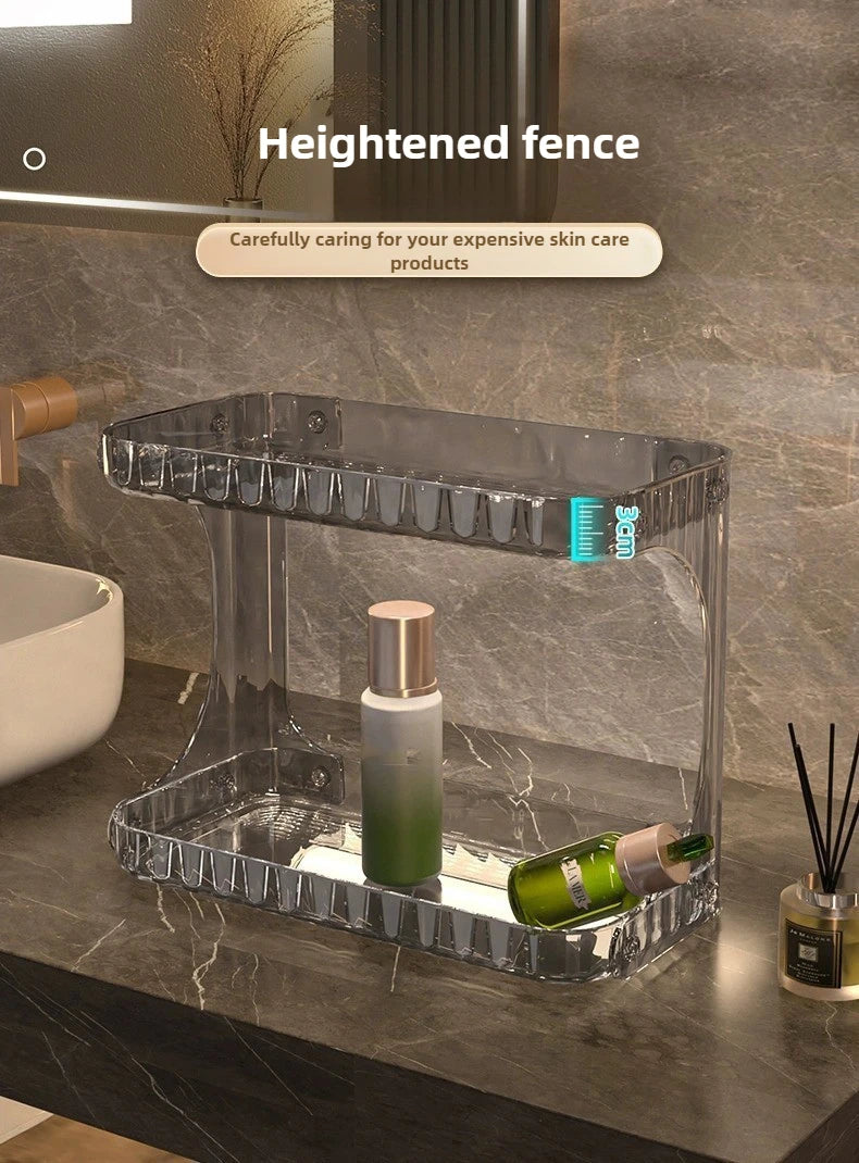 Double-Layer Bathroom Organizer – Stylish, Space-Saving & Multi-Purpose Storage