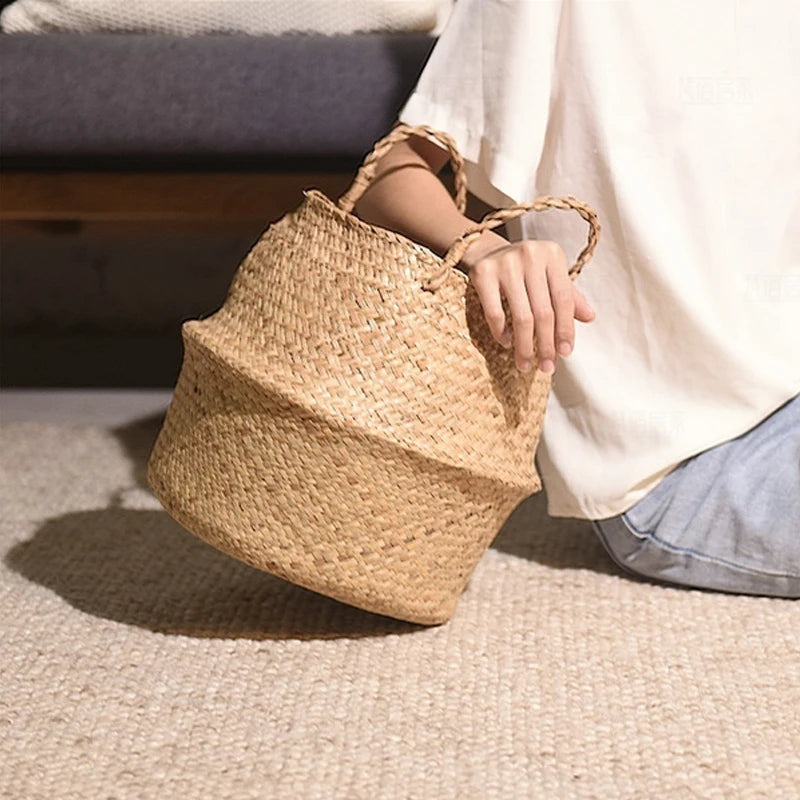 Foldable Woven Baskets with Handles