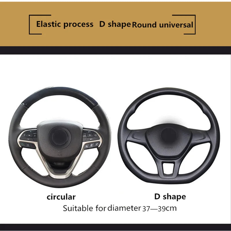 Universal Non-Slip Embossed Leather Steering Wheel Cover - Car Styling