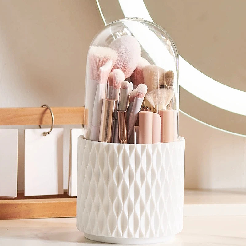 Rotary Lid Makeup Brush Barrel – Stylish, Dustproof & Multi-Purpose Storage