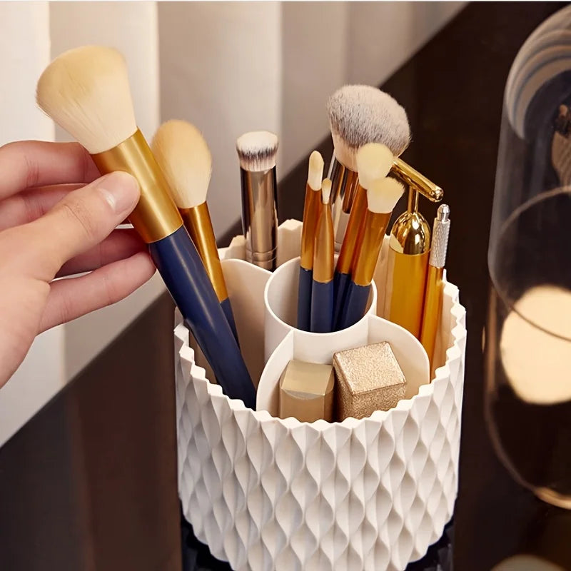 Rotary Lid Makeup Brush Barrel – Stylish, Dustproof & Multi-Purpose Storage
