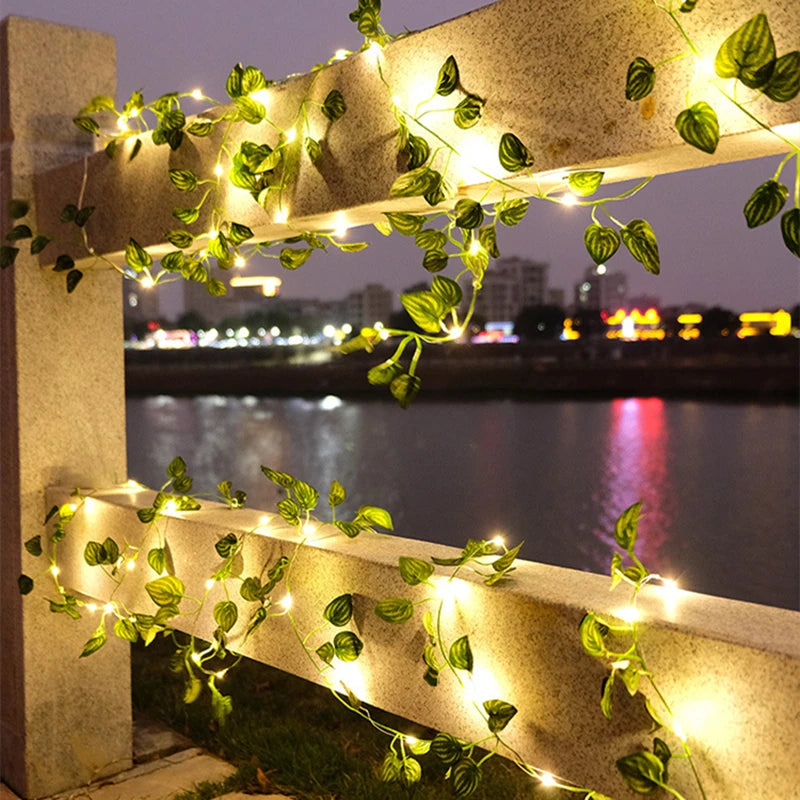 Silk Leaf Ivy Vine with 3m LED Lights – Perfect for Home, Wedding, or Party Decor!