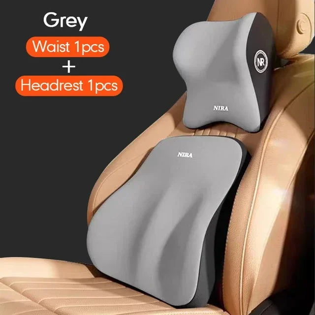Memory Foam Car Pillow – Headrest & Lumbar Support for Ultimate Comfort