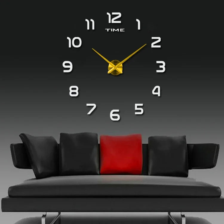 Stylish 2D DIY Wall Clock – Modern Acrylic Mirror Stickers for Living Room Décor!