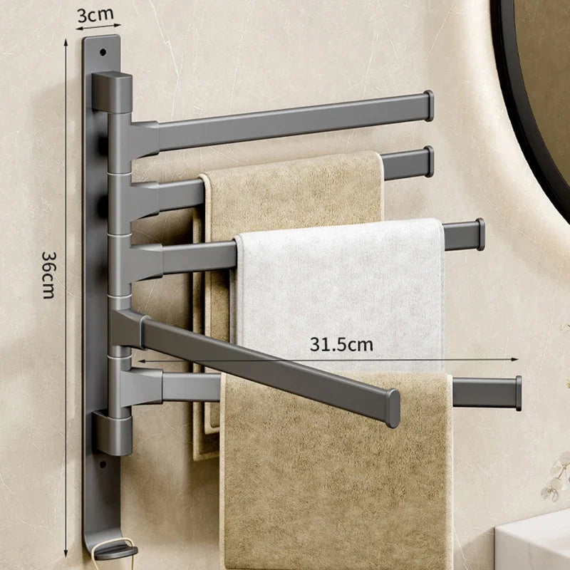 Rotatable Aluminum Towel Rack – Multi-Bar Wall-Mounted Organizer