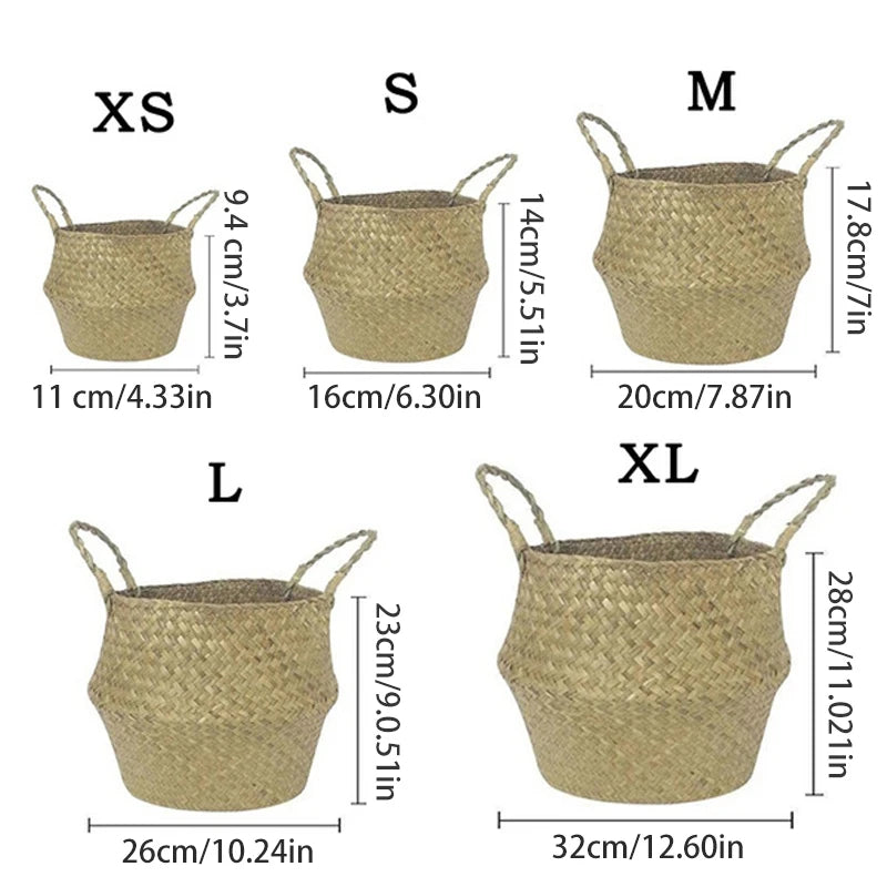 Foldable Woven Baskets with Handles