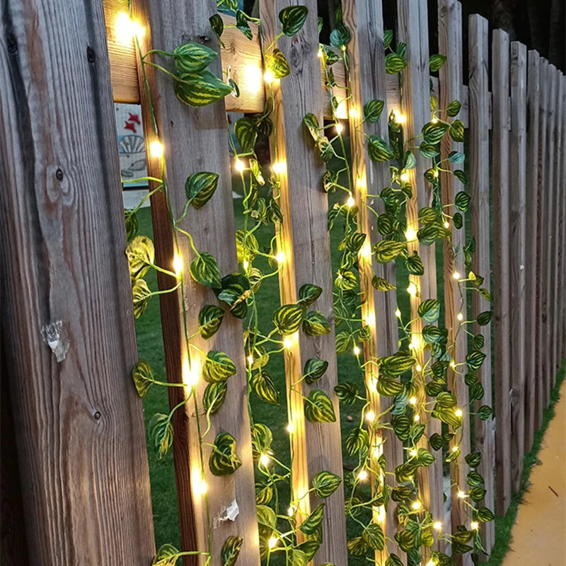 Silk Leaf Ivy Vine with 3m LED Lights – Perfect for Home, Wedding, or Party Decor!