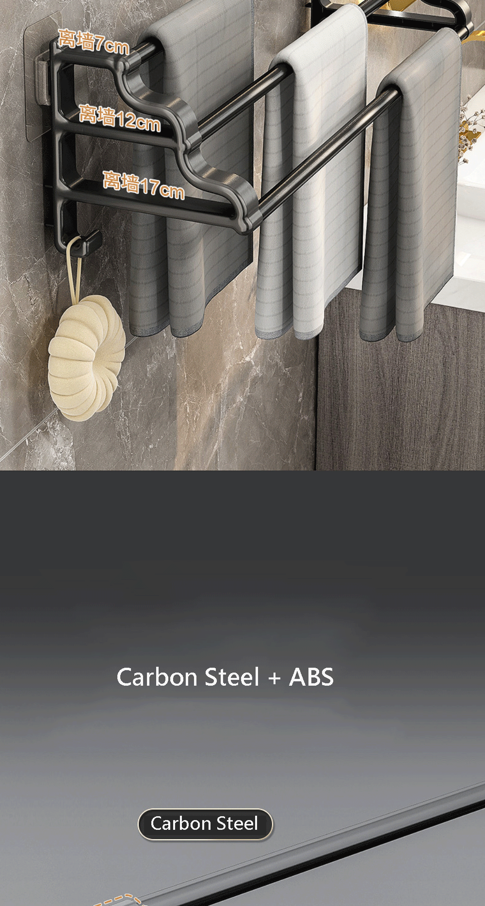 Self-Adhesive 3-Rod Towel Rack – Space-Saving Bathroom Organizer!
