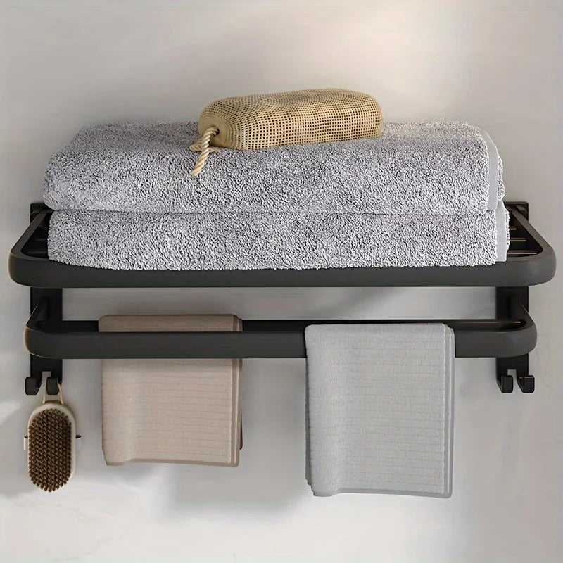 Sleek & Sturdy: Punch-Free Wall-Mounted Bathroom Rack