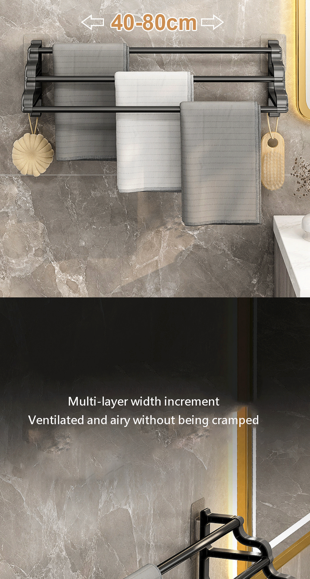 Self-Adhesive 3-Rod Towel Rack – Space-Saving Bathroom Organizer!