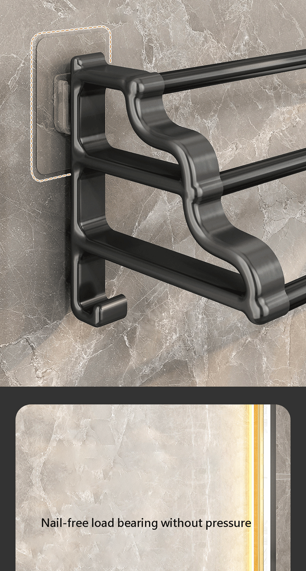 Self-Adhesive 3-Rod Towel Rack – Space-Saving Bathroom Organizer!
