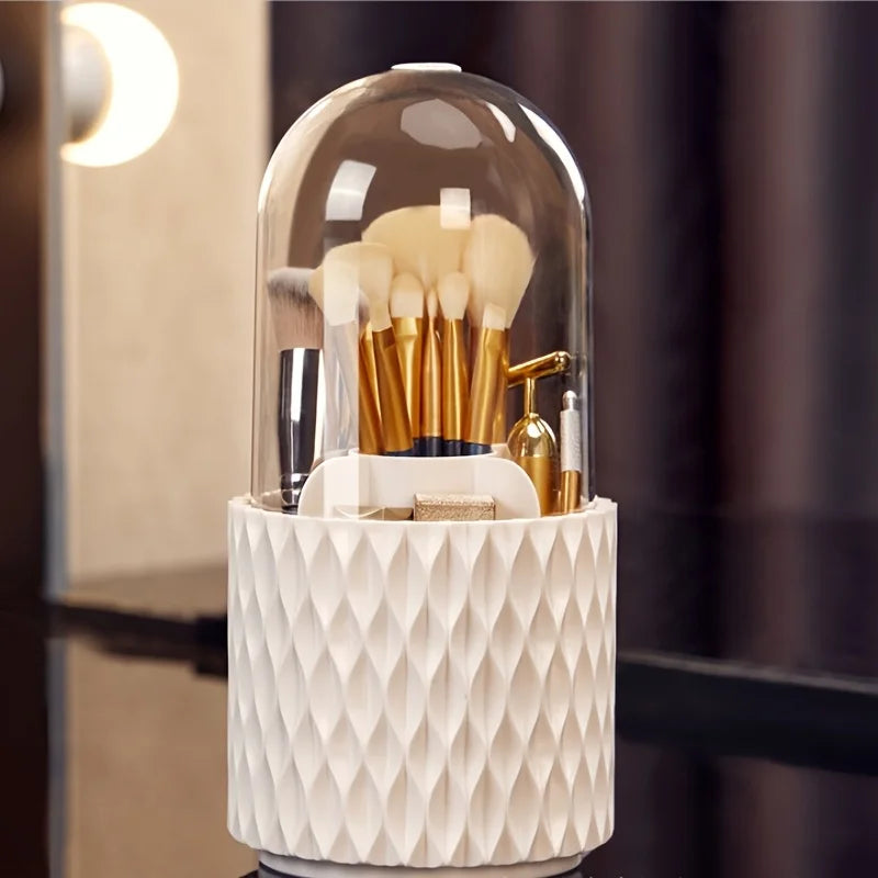 Rotary Lid Makeup Brush Barrel – Stylish, Dustproof & Multi-Purpose Storage