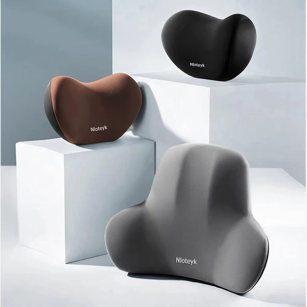 Memory Foam Car Pillow – Neck & Lumbar Support for Stress-Free Travel