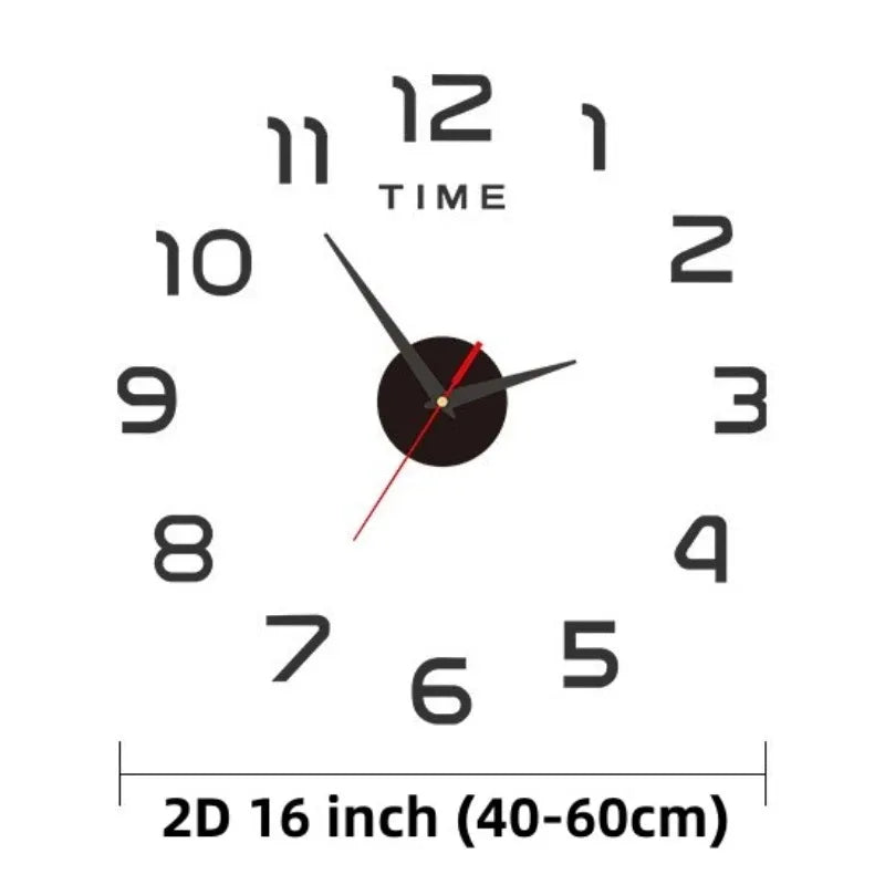 Stylish 2D DIY Wall Clock – Modern Acrylic Mirror Stickers for Living Room Décor!