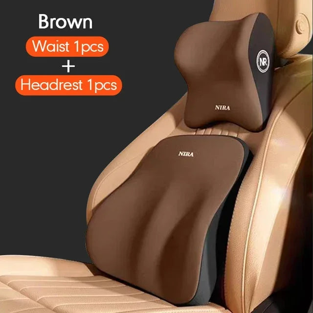Memory Foam Car Pillow – Headrest & Lumbar Support for Ultimate Comfort