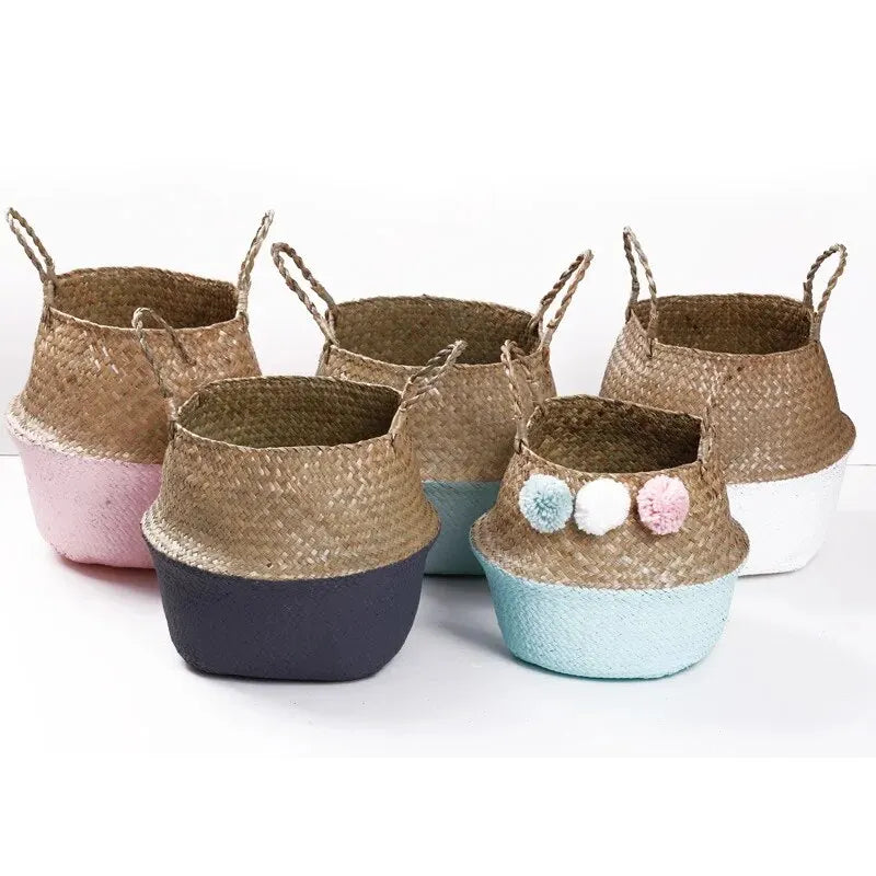 Foldable Woven Baskets with Handles