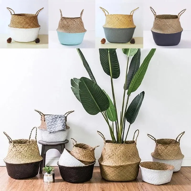 Foldable Woven Baskets with Handles