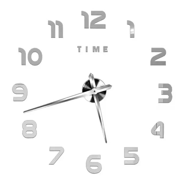 Stylish 2D DIY Wall Clock – Modern Acrylic Mirror Stickers for Living Room Décor!