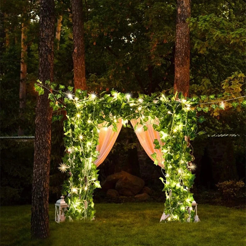 Silk Leaf Ivy Vine with 3m LED Lights – Perfect for Home, Wedding, or Party Decor!