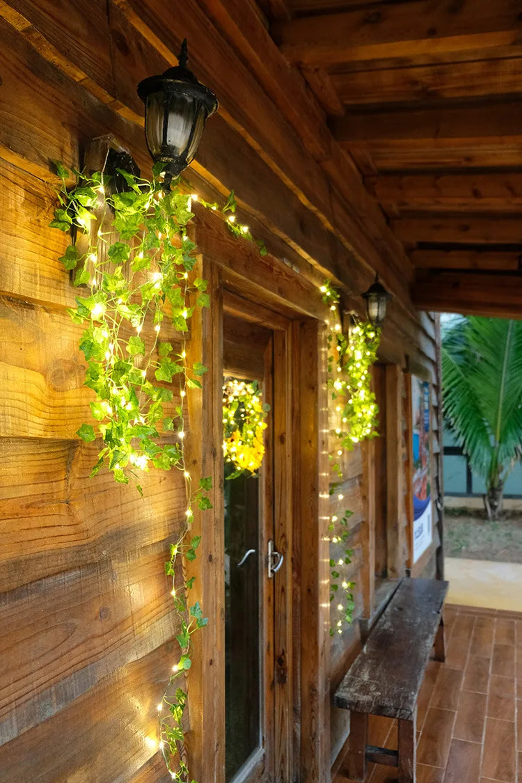 Silk Leaf Ivy Vine with 3m LED Lights – Perfect for Home, Wedding, or Party Decor!