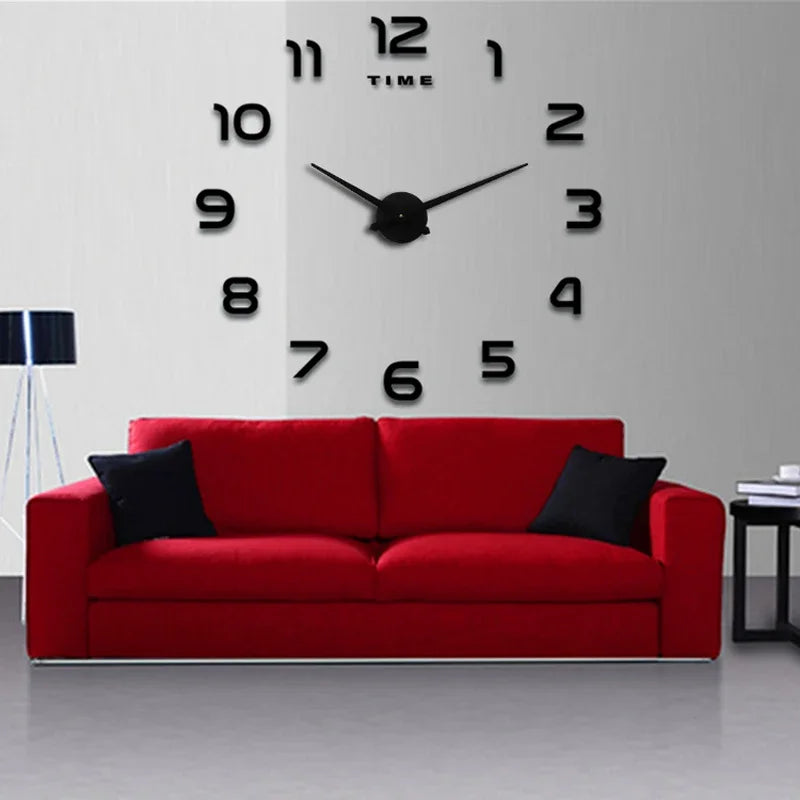Stylish 2D DIY Wall Clock – Modern Acrylic Mirror Stickers for Living Room Décor!