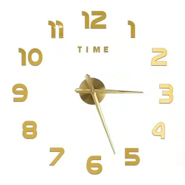 Stylish 2D DIY Wall Clock – Modern Acrylic Mirror Stickers for Living Room Décor!