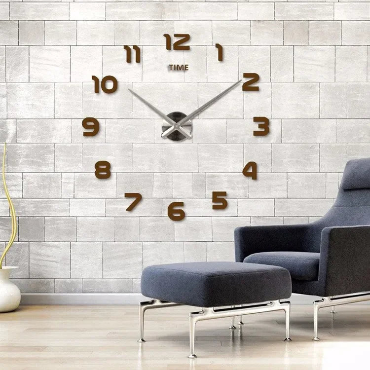 Stylish 2D DIY Wall Clock – Modern Acrylic Mirror Stickers for Living Room Décor!