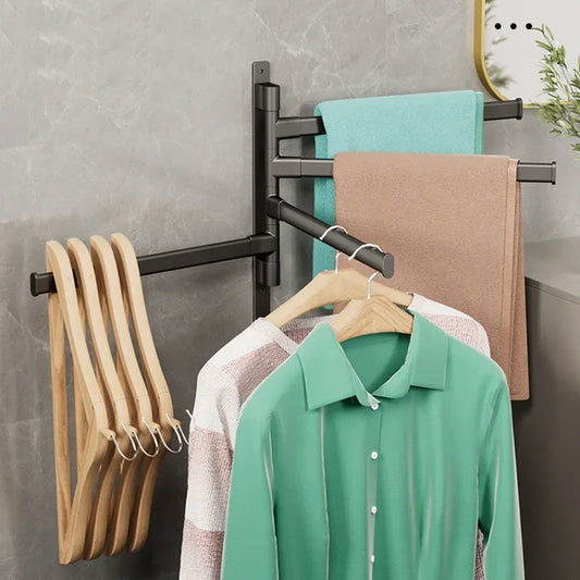Rotatable Aluminum Towel Rack – Multi-Bar Wall-Mounted Organizer