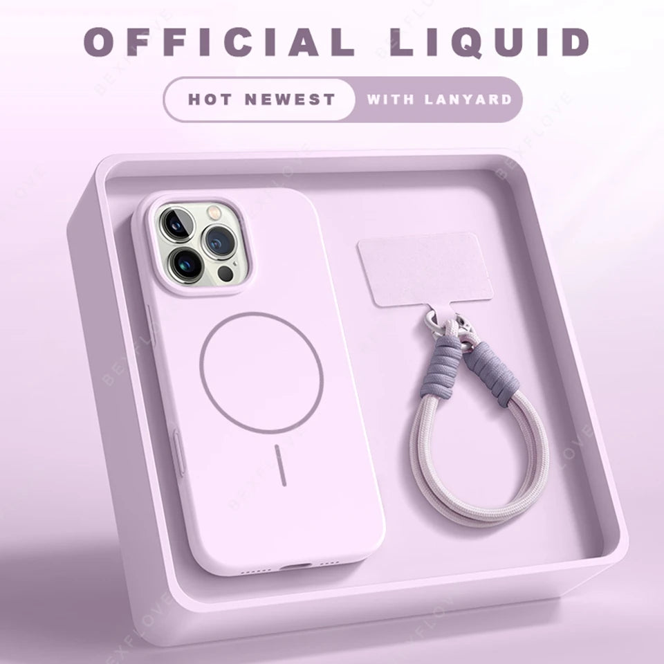 Magsafe Silicone Case – For iPhone with Lanyard Strap