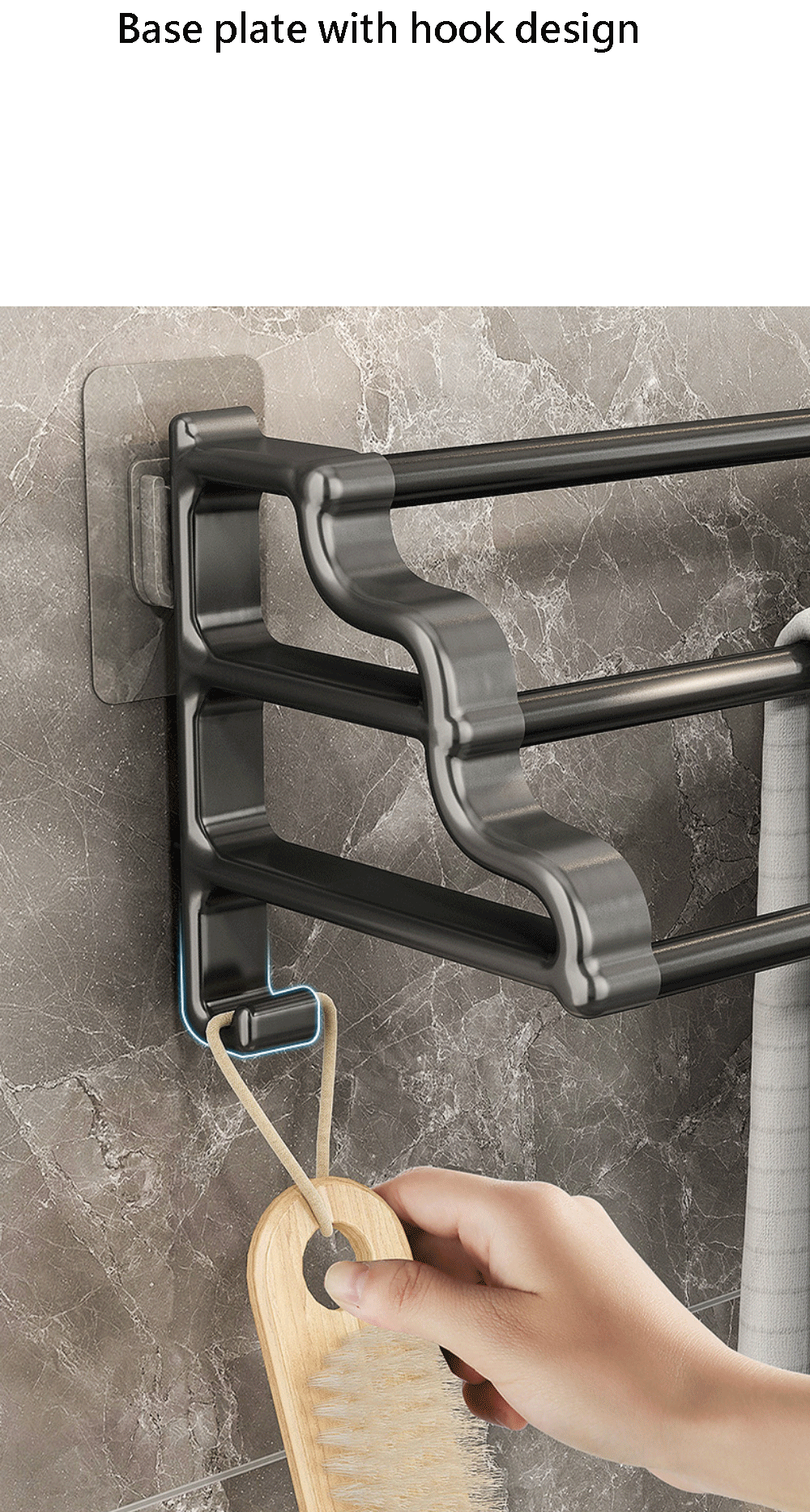 Self-Adhesive 3-Rod Towel Rack – Space-Saving Bathroom Organizer!
