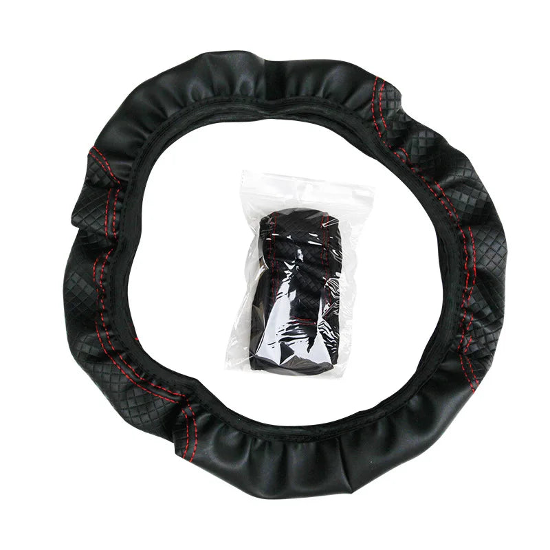Universal Non-Slip Embossed Leather Steering Wheel Cover - Car Styling
