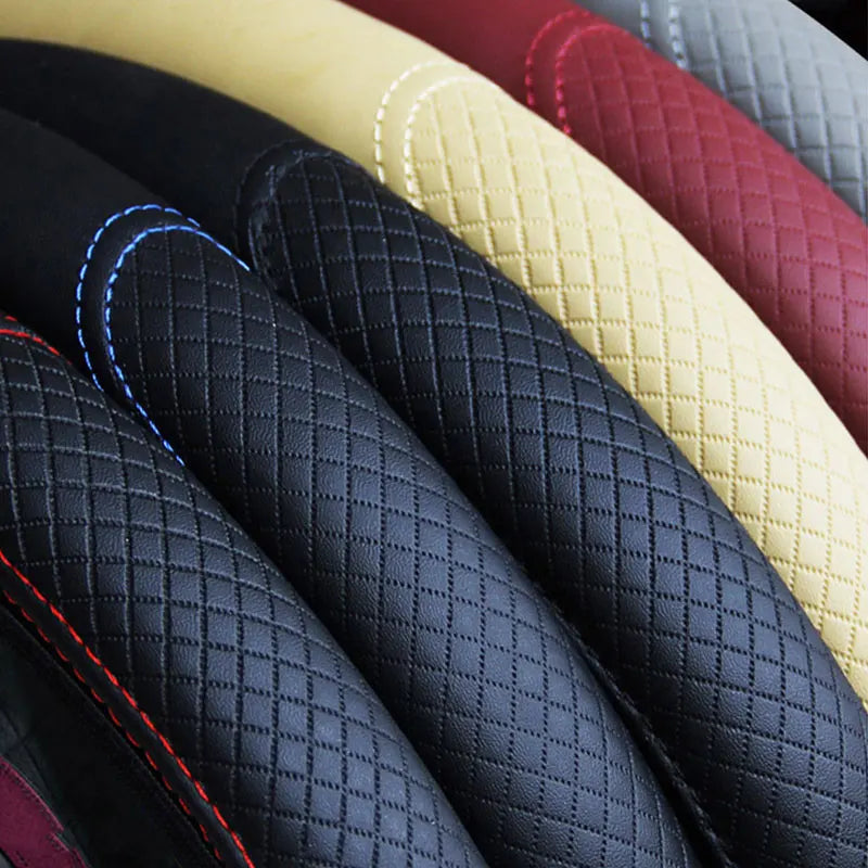 Universal Non-Slip Embossed Leather Steering Wheel Cover - Car Styling