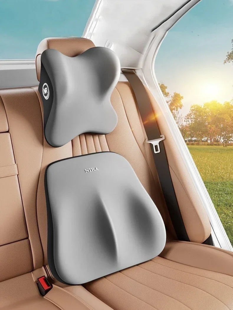 Memory Foam Car Pillow – Headrest & Lumbar Support for Ultimate Comfort
