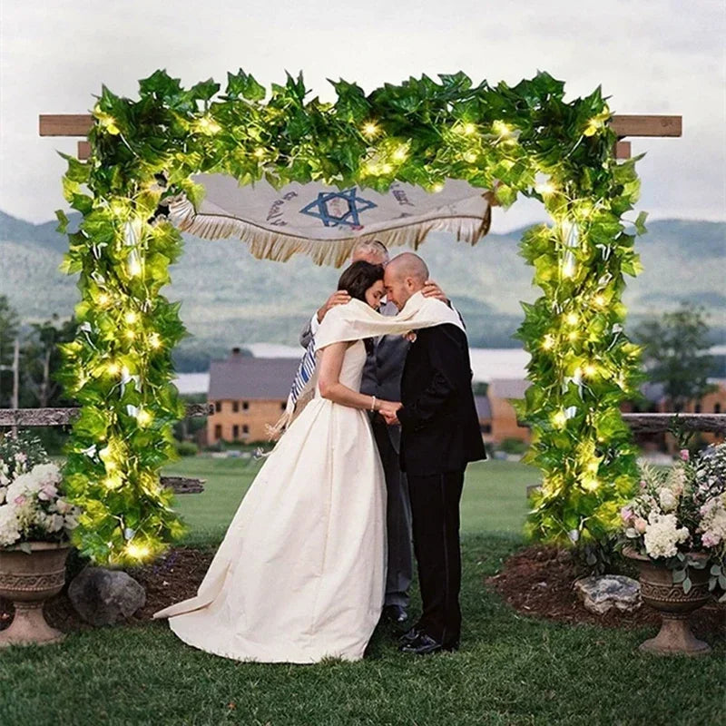 Silk Leaf Ivy Vine with 3m LED Lights – Perfect for Home, Wedding, or Party Decor!