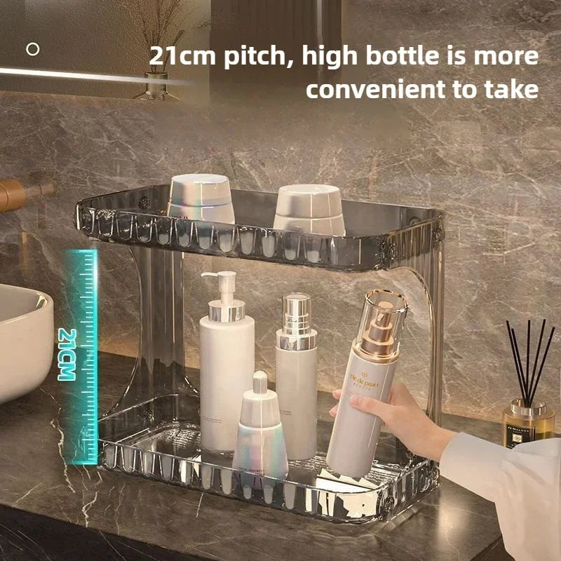 Double-Layer Bathroom Organizer – Stylish, Space-Saving & Multi-Purpose Storage