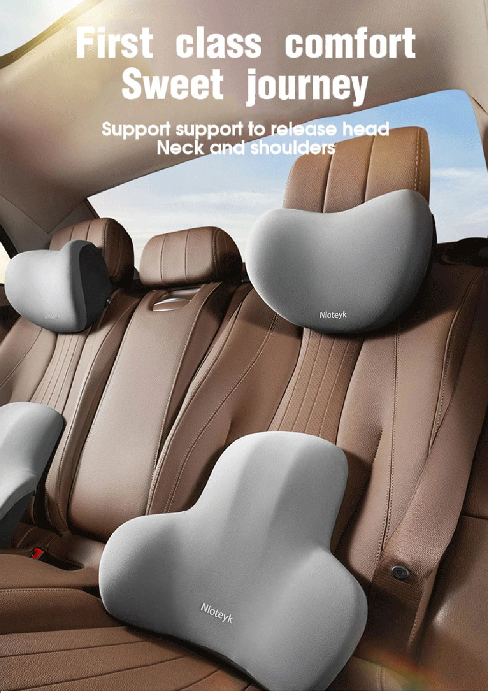 Memory Foam Car Pillow – Neck & Lumbar Support for Stress-Free Travel