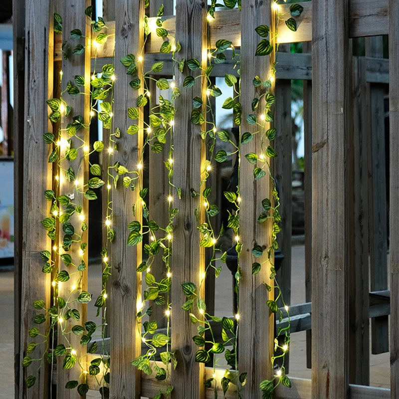 Silk Leaf Ivy Vine with 3m LED Lights – Perfect for Home, Wedding, or Party Decor!