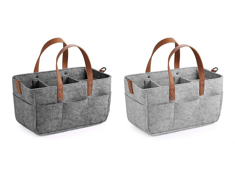 Baby Essentials Organizer – Felt Storage Caddy with Handles & Large Pockets
