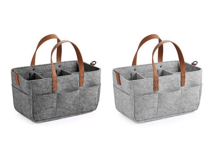 Baby Essentials Organizer – Felt Storage Caddy with Handles & Large Pockets