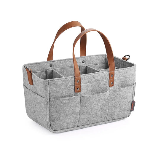 Baby Essentials Organizer – Felt Storage Caddy with Handles & Large Pockets