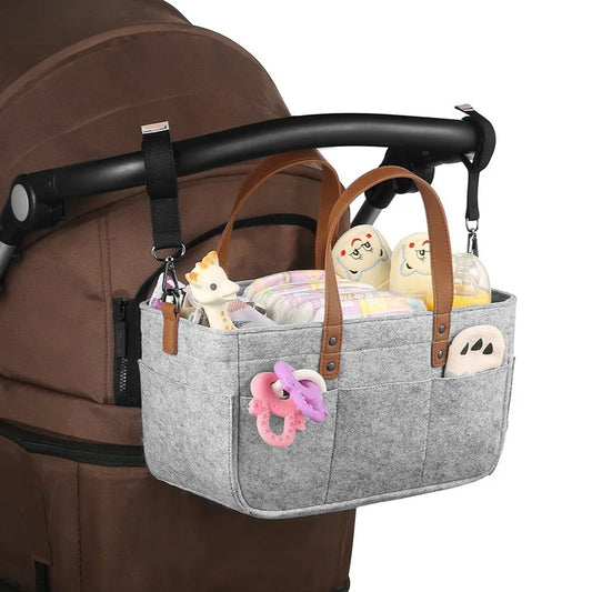 Baby Essentials Organizer – Felt Storage Caddy with Handles & Large Pockets