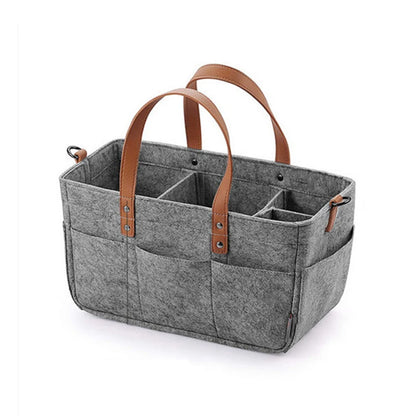 Baby Essentials Organizer – Felt Storage Caddy with Handles & Large Pockets