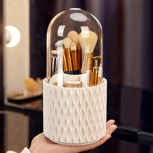 Rotary Lid Makeup Brush Barrel – Stylish, Dustproof & Multi-Purpose Storage