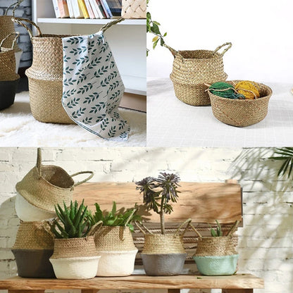 Foldable Woven Baskets with Handles