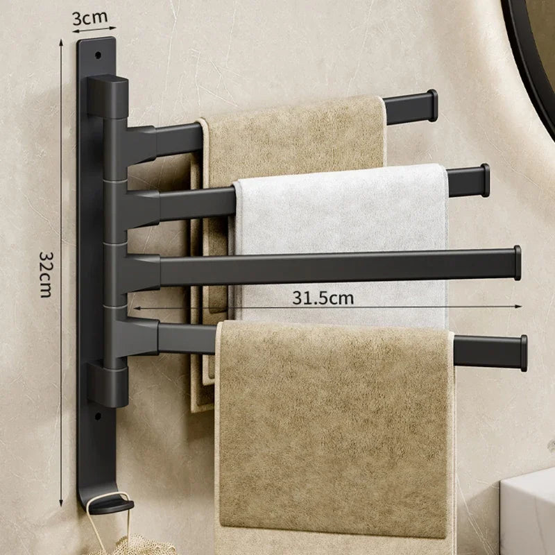 Rotatable Aluminum Towel Rack – Multi-Bar Wall-Mounted Organizer