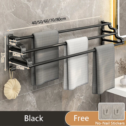 Self-Adhesive 3-Rod Towel Rack – Space-Saving Bathroom Organizer!